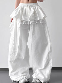 Lace Ruffled Wide Leg Pants