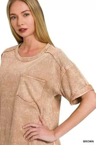 Zenana Halo Snow Washed Exposed Seam Top & Shorts Set 100100336301961 45 Affordable Fashion Under $100 Jerry's Apparel 