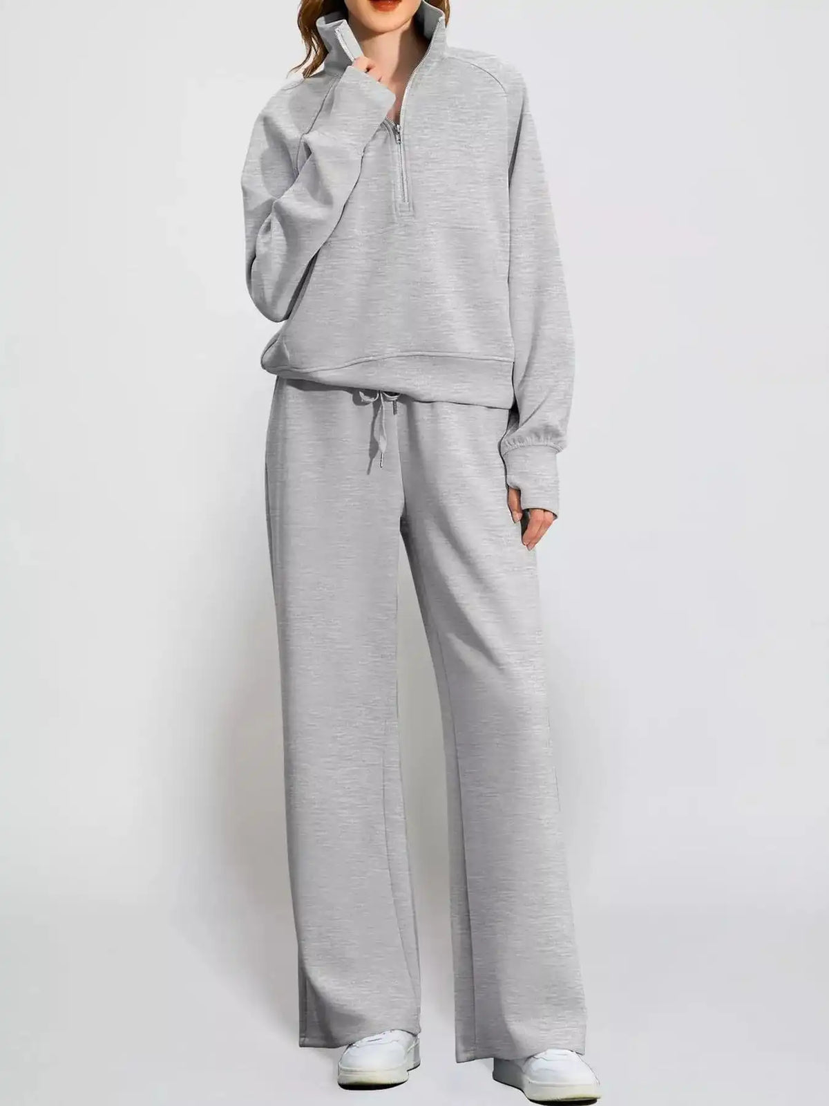 Half-Zip Sweatshirt and Wide-Leg Pants Set 101001840100593 40 Gifts for Her Jerry's Apparel 