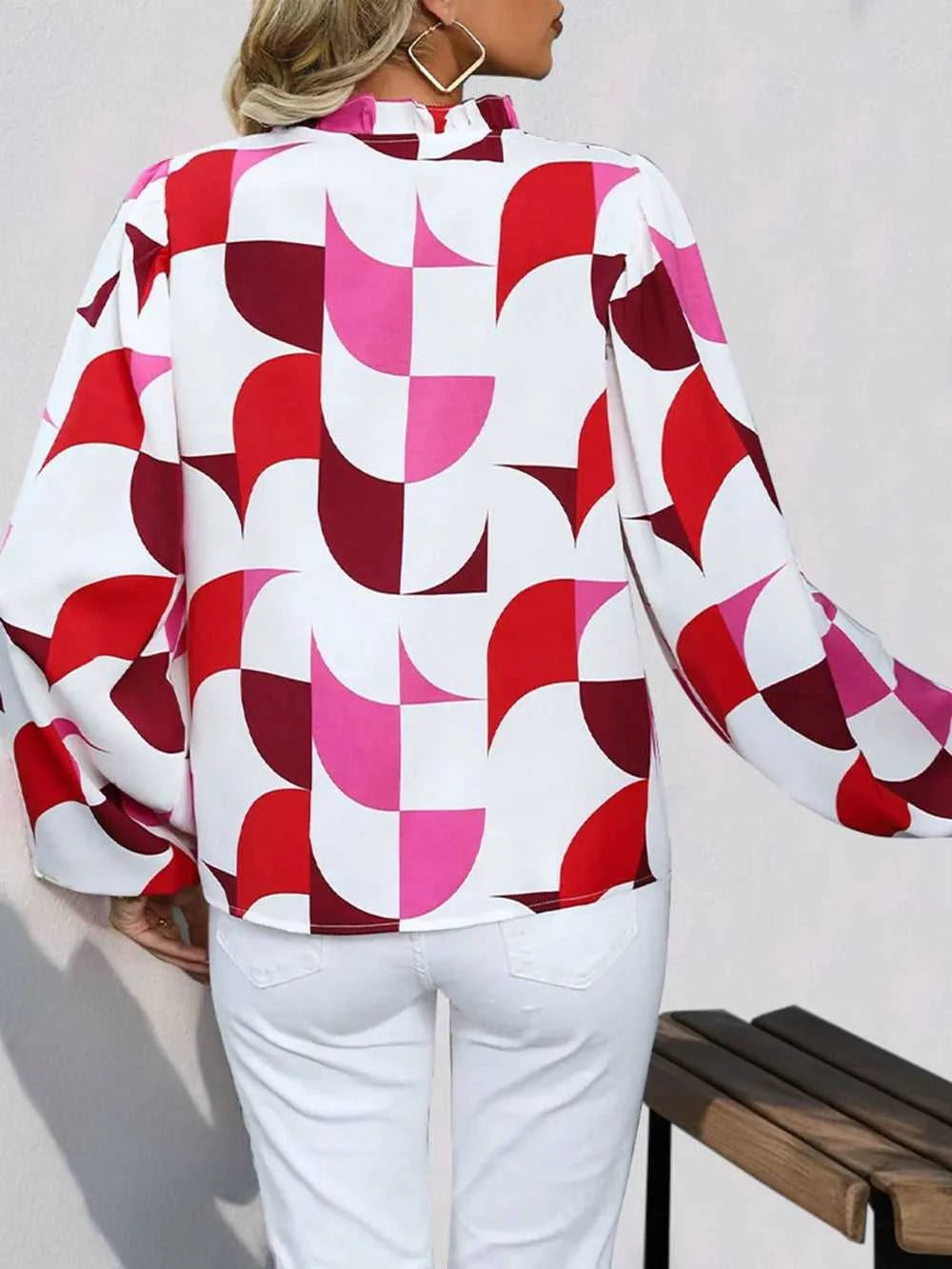 Perfee Frill Notched Long Sleeve Blouse 100100379121107 27 Affordable Fashion Under $100 Jerry's Apparel 