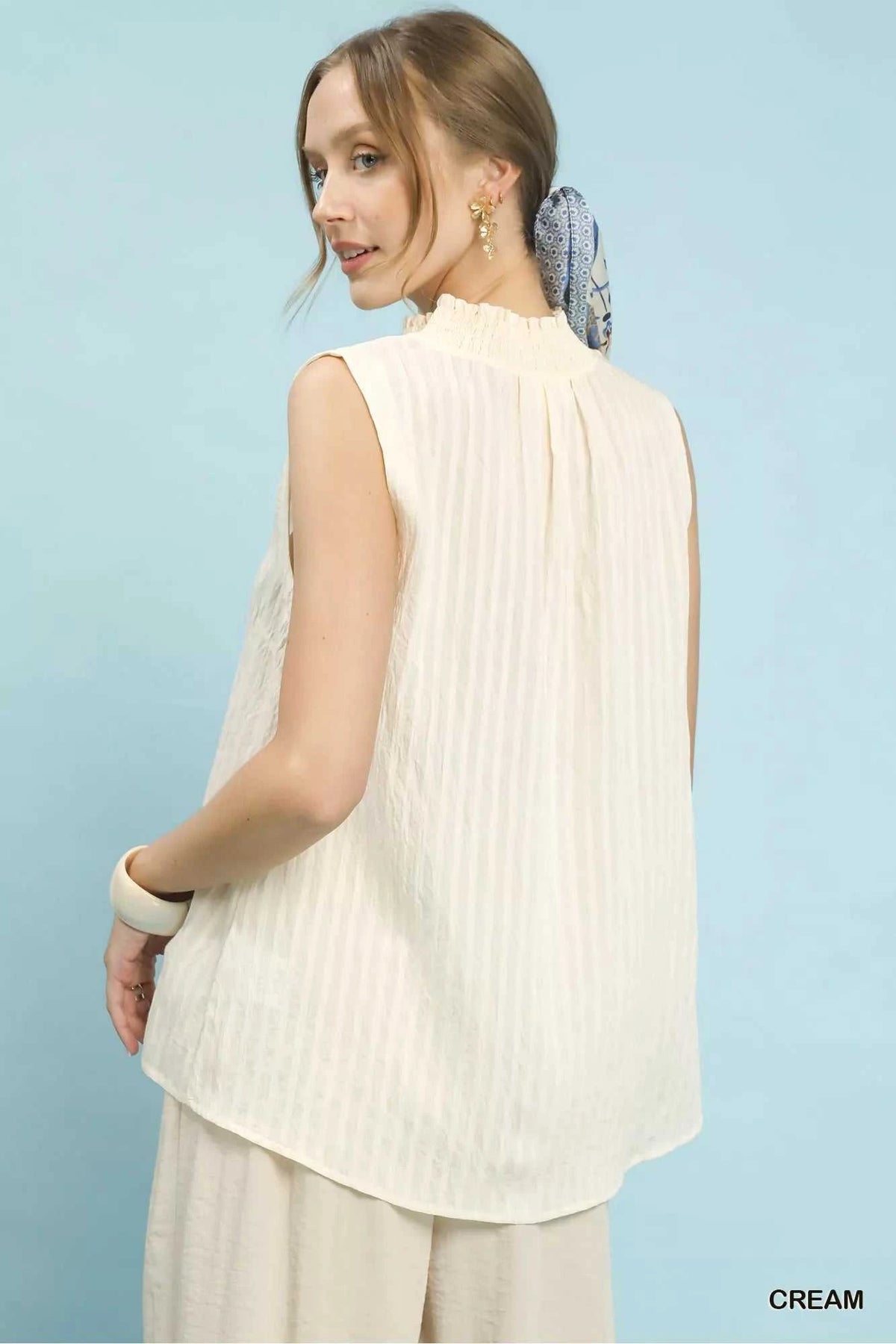 Umgee Sleeveless Textured Notch Neck Top 100100883571161 47 Affordable Fashion Under $100 Jerry's Apparel 