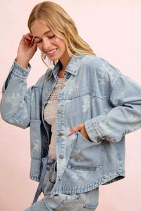 BiBi Printed Washed Denim Jacket With Pocket 100100427641338 64 Affordable Fashion Under $100 Jerry's Apparel 
