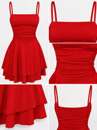 Ruched Spaghetti Strap Layered Mini Dress 101001361310686 33 Women's Dress Gifts for Her Jerry's Apparel 