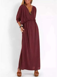 Full Size V-Neck Batwing Sleeve Maxi Dress with Side Slits Plus Size 100100963539918 27 Affordable Fashion Under $100 Jerry's Apparel 