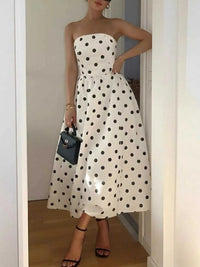 Polka Dot Strapless Midi Dress 100100560352831 30 Affordable Fashion Under $100 Jerry's Apparel 
