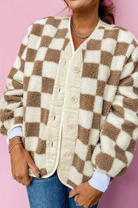 Checkered Sherpa Oversized Button Up Jacket 100100355171838 60 Affordable Fashion Under $100 Jerry's Apparel 