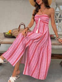 Printed Halter Neck Slit Midi Dress 100100312736640 39 Women's Midi Dress Affordable Fashion Under $100 Jerry's Apparel 