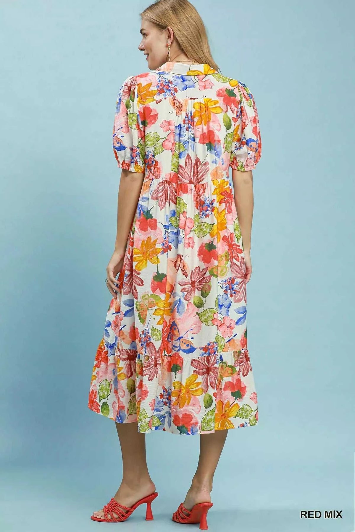 Umgee Watercolor Floral Tiered Midi Dress 100100286061904 62 Affordable Fashion Under $100 Jerry's Apparel 