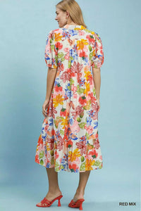 Umgee Watercolor Floral Tiered Midi Dress 100100286061904 62 Affordable Fashion Under $100 Jerry's Apparel 