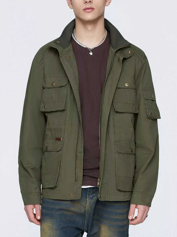 Men's Plus Size Multi-Pocket Zip Up Jacket 100400834848809 191 Fashion Forward Plus Size Clothing Jerry's Apparel 