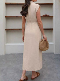 Sleeveless Button-Down Tie Waist Midi Dress 100100610641255 39 Women's Midi Dress Affordable Boutique Dresses Under $50 Jerry's Apparel 
