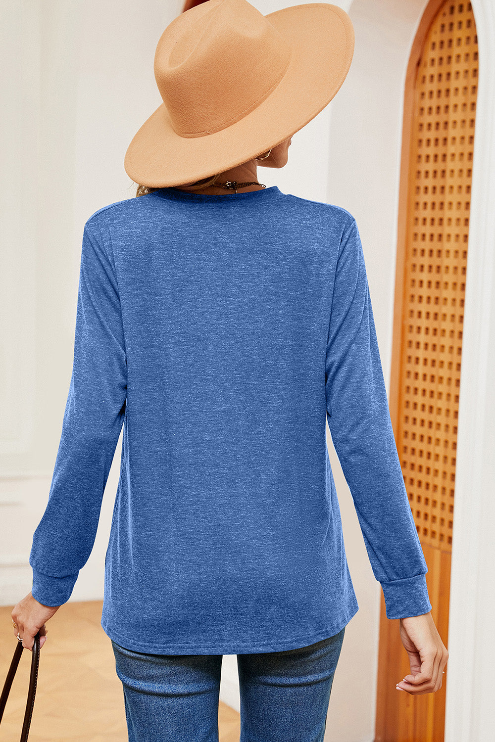 Notched Long Sleeve T-Shirt