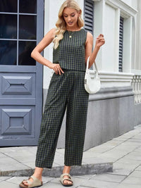 Plaid Sleeveless Top and Pants Set 100100045523661 39 Affordable Fashion Under $100 Jerry's Apparel 