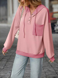 Casual Color Block Button Detail Hoodie 100100649841441 43 Affordable Fashion Under $100 Jerry's Apparel 