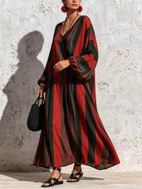 Bohemian Striped V-Neck Loose Top and Wide Leg Pants Set 101001499000333 56 Affordable Fashion Under $100 Jerry's Apparel 