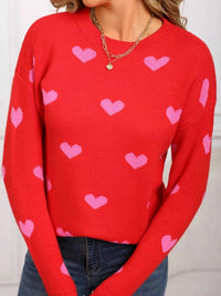 Valentine's Day Heart Pattern Dropped Shoulder Sweater 100100193932322 48 Affordable Fashion Under $100 Jerry's Apparel 