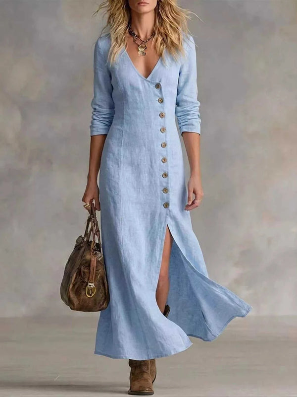 Full Size Button Front Slit Maxi Dress Plus Size 100100885609916 41 Affordable Fashion Under $100 Jerry's Apparel 