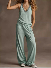 Full Size V-Neck Tank Top & Wide-Leg Pants Set Plus Size 100100522597486 45 Affordable Fashion Under $100 Jerry's Apparel 