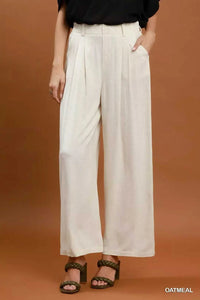 Umgee High Waist Linen Blend Wide Leg Trousers 100100678971704 49 Jerry's Apparel 