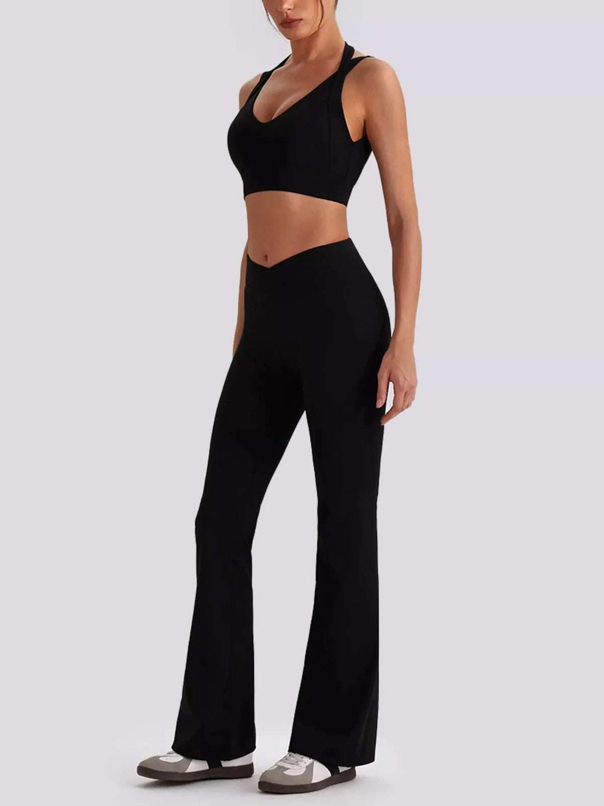 Seamless Criss-Cross V-Neck Tank and Leggings Active Set 101006885753799 113 Comfortable Weekend Sets Jerry's Apparel 