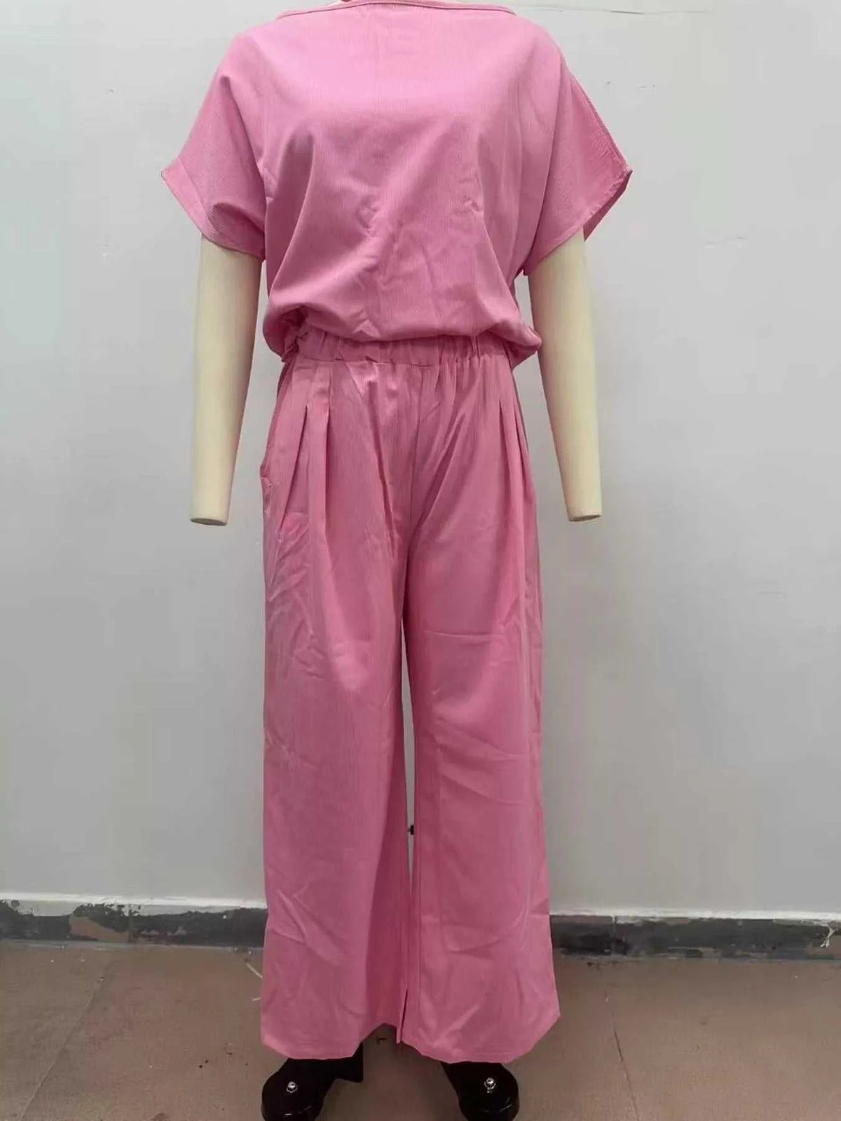 Full Size Solid Color Top and Wide-Leg Pants Set Plus Size 101001963770121 46 Affordable Fashion Under $100 Jerry's Apparel 