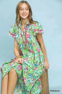 Umgee Bold Mixed Floral Tiered Midi Dress 100100044911362 66 Affordable Fashion Under $100 Jerry's Apparel 