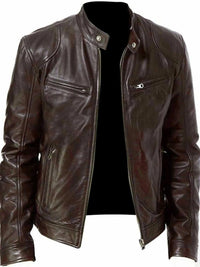 Men's Full Size Leather Biker Jacket with Zipper Pockets Plus Size 100400980565506 68 Affordable Fashion Under $100 Jerry's Apparel 