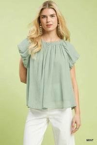 Umgee Crinkle Flutter Sleeve Peasant Top 100100554091171 51 Affordable Fashion Under $100 Jerry's Apparel 