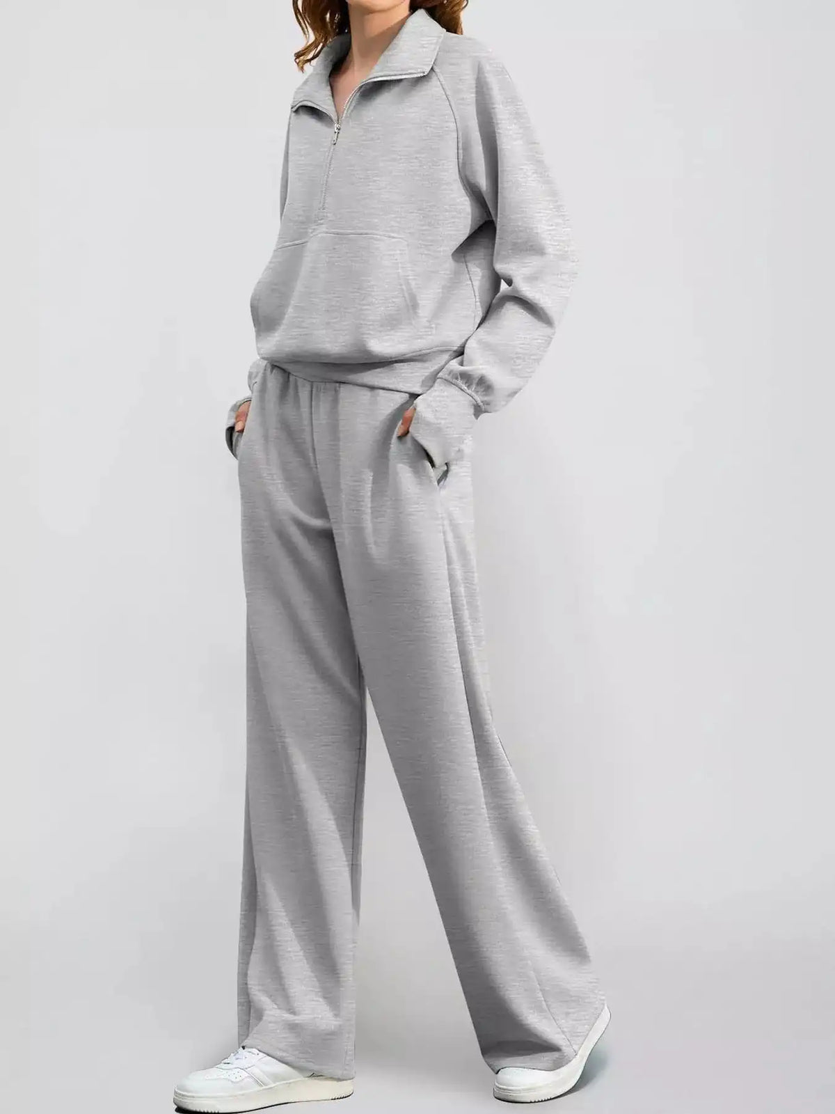 Half-Zip Sweatshirt and Wide-Leg Pants Set 101001840100593 40 Gifts for Her Jerry's Apparel 