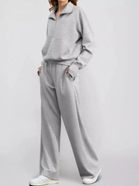 Half-Zip Sweatshirt and Wide-Leg Pants Set 101001840100593 40 Gifts for Her Jerry's Apparel 