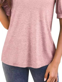 Puff Sleeve Notched Casual T-Shirt 100100978352776 23 Affordable Fashion Under $100 Jerry's Apparel 