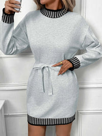 Striped Trim Tie Waist Sweater Dress 100100252941257 47 Affordable Fashion Under $100 Jerry's Apparel 