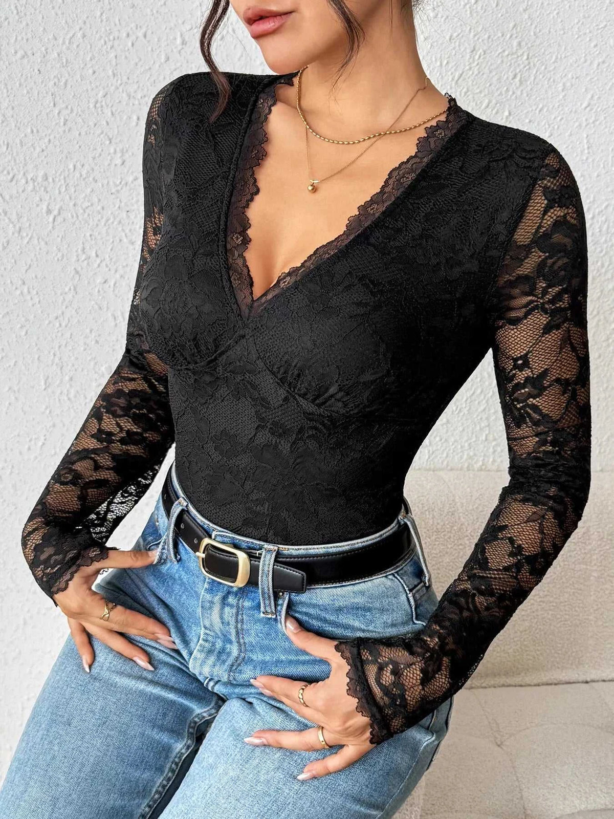 Lace Long Sleeve Bodysuit 100100692834207 38 Affordable Fashion Under $100 Jerry's Apparel 