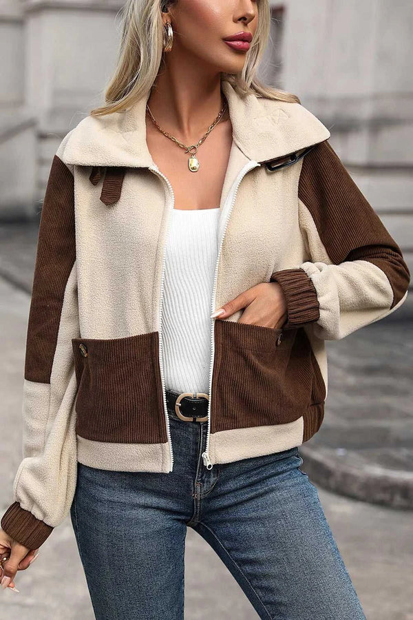 Perfee Color Block Zip Up Pocketed Jacket 100100886264237 56 Affordable Fashion Under $100 Jerry's Apparel 