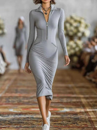 Full Size Zip-Front Bodycon Midi Dress Plus Size 101001488194911 56 Affordable Fashion Under $100 Jerry's Apparel 