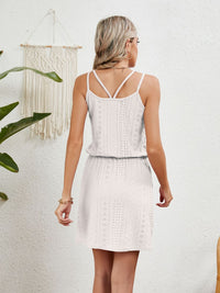 Eyelet Scoop Neck Sleeveless Dress