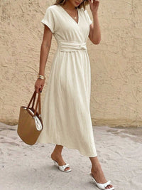 Surplice Short Sleeve Midi Dress 100100465813396 41 Affordable Fashion Under $100 Jerry's Apparel 