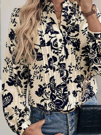 Perfee Printed Notched Long Sleeve Shirt 100100813001238 35 Affordable Fashion Under $100 Jerry's Apparel 