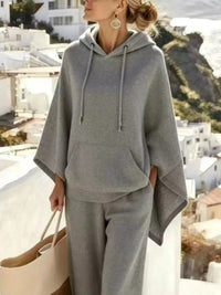 Hooded Poncho and Wide-Leg Pants Set 101001183094460 55 Women's Pants Set Gifts for Her Jerry's Apparel 