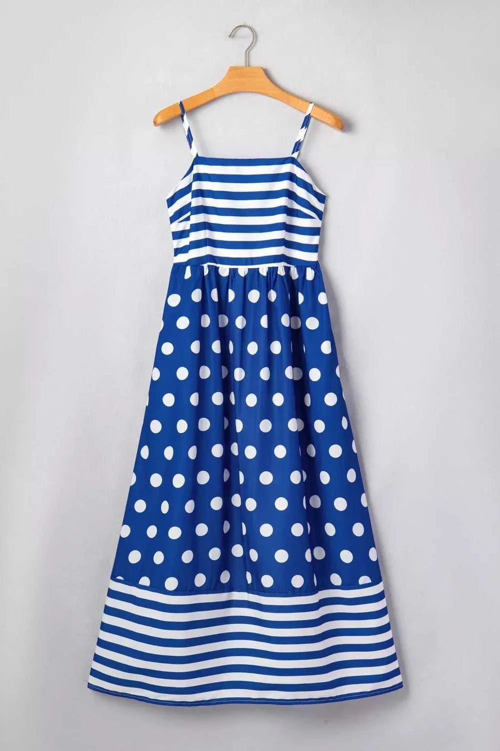 Striped Polka Dot Patchwork High Waist Spaghetti Straps Maxi Dress 100100896667563 47 Affordable Fashion Under $100 Jerry's Apparel 