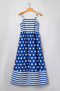 Striped Polka Dot Patchwork High Waist Spaghetti Straps Maxi Dress 100100896667563 47 Affordable Fashion Under $100 Jerry's Apparel 