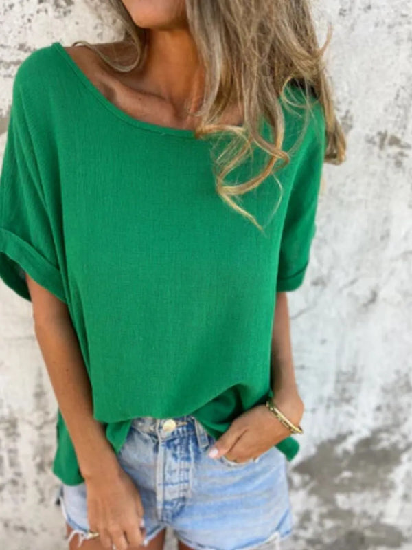 Full Size Round Neck Short Sleeve T-Shirt Plus Size