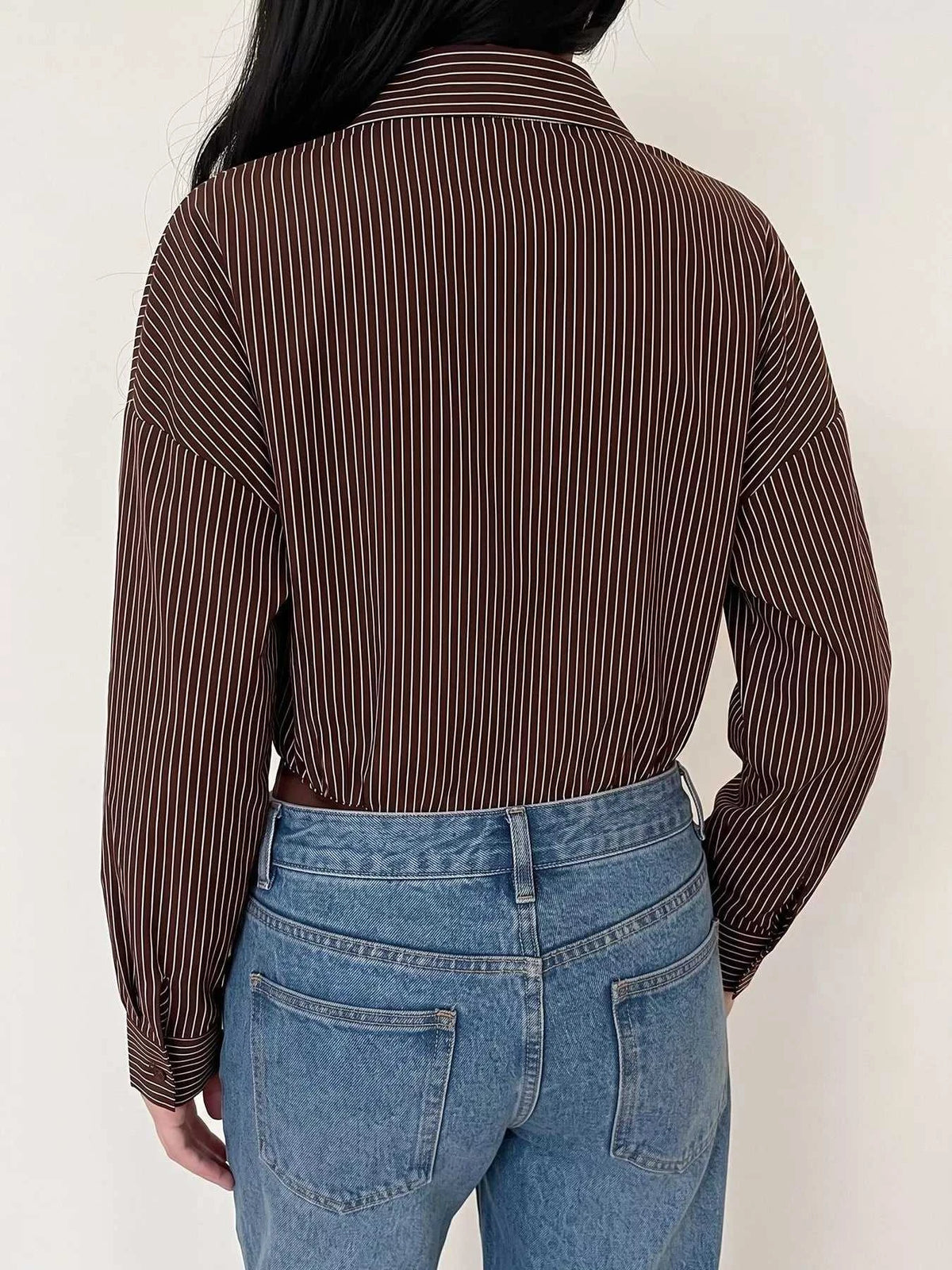 Striped Button-Up Bodysuit 100100357663685 34 Affordable Fashion Under $100 Jerry's Apparel 