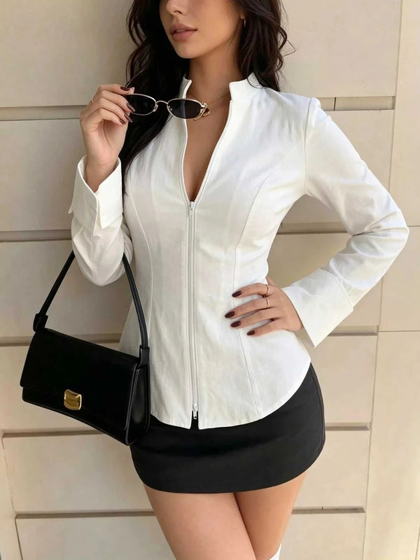 Zip Up Long Sleeve Top 100100367803368 45 Affordable Fashion Under $100 Jerry's Apparel 