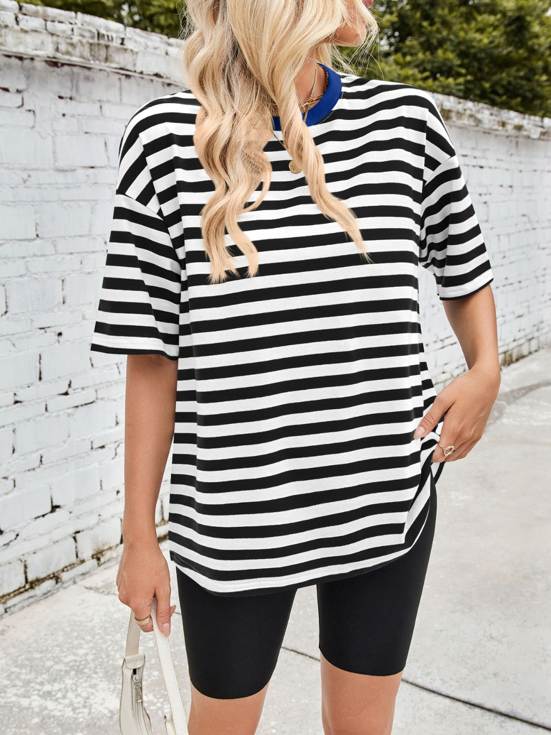 Lovelet Striped Round Neck Half Sleeve T-Shirt