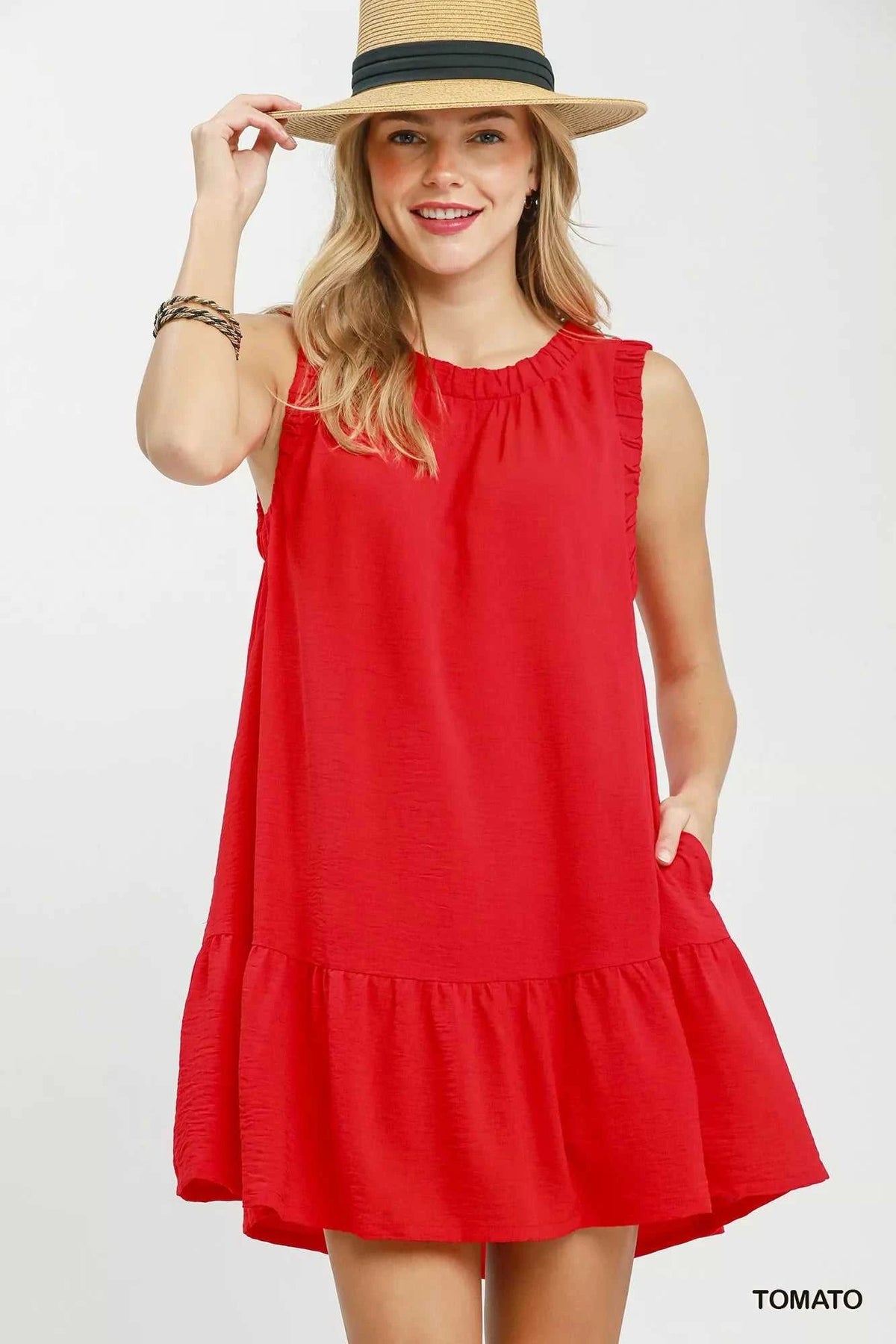 Umgee Sleeveless Ruffle Trim Drop Waist Mini Dress 100100254941039 57 Affordable Fashion Under $100 Jerry's Apparel 