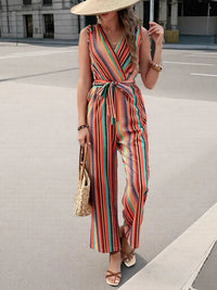 Striped Sleeveless Tie Waist Jumpsuit 100100497230467 28 Affordable Fashion Under $100 Jerry's Apparel 