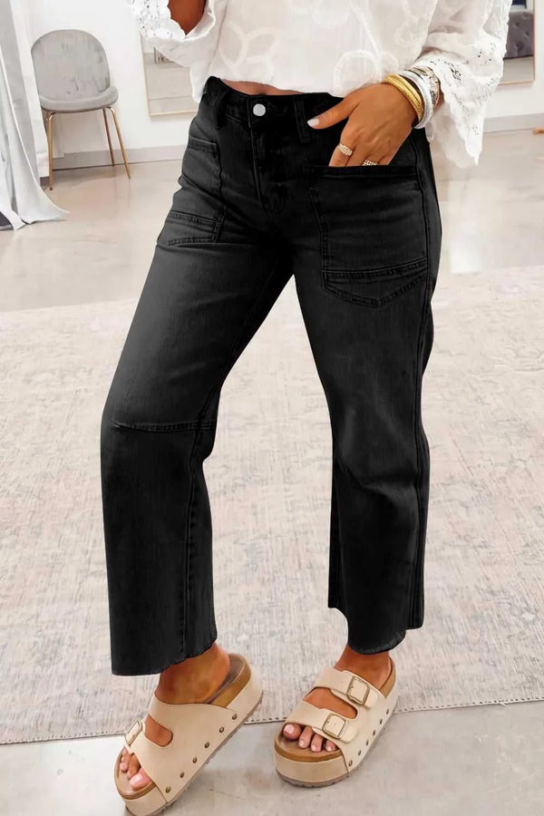 Frayed Cropped Straight Jeans 100100579889253 63 Seasonal Fashion Collections Jerry's Apparel 