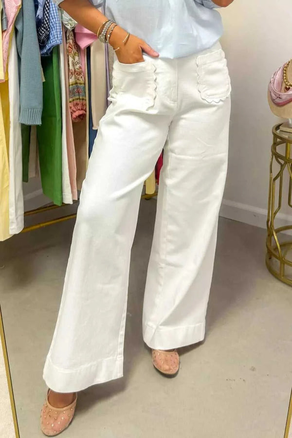Solid Color Scalloped Patch Pocket Shift Jeans 100100867335744 65 Seasonal Fashion Collections Jerry's Apparel 