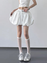 Bubble Hem Elastic Waist Shorts